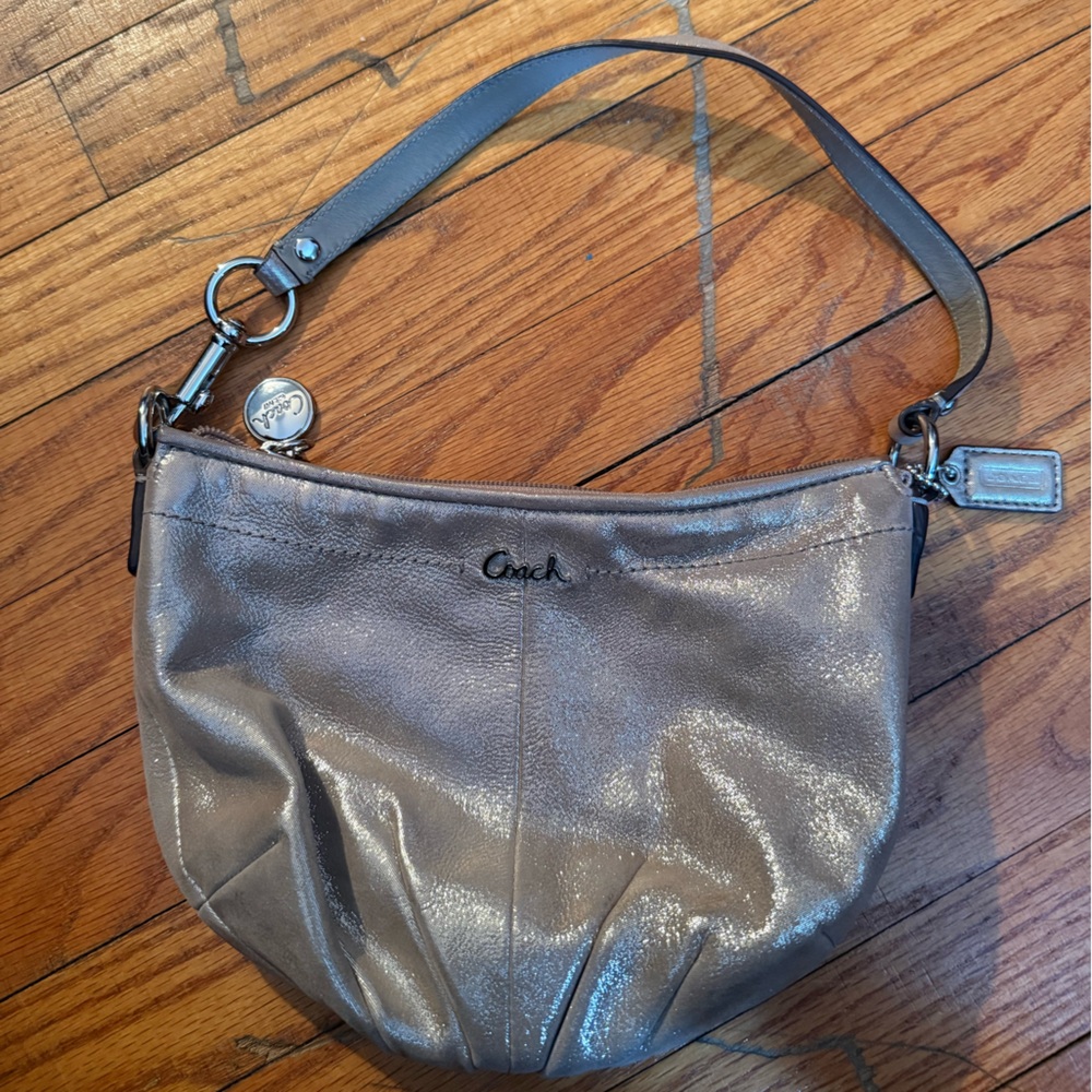 Coach Shimmering Silver Shoulder Bag